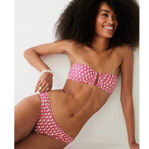 NWOT J.Crew U-Front Bandeau Bikini in Pink Stamp Floral | S Top, S Bottom